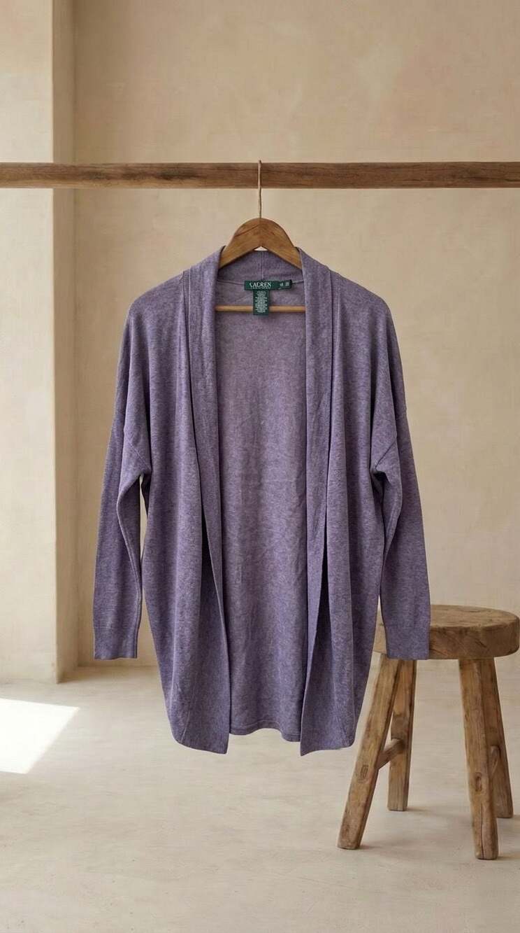 LAUREN Ralph Lauren Purple Knit Open Front Cardigan